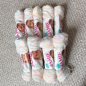 Jamie Candy Print Sparkle Pastel Yarn Bundle of 9 Skeins.
